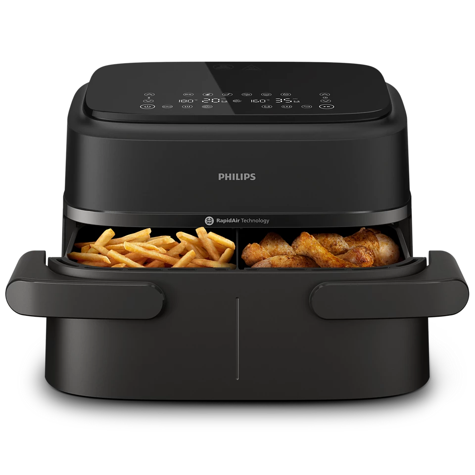 Detalj dvostruke košare Philips 1000 Series NA150/00 air fryer